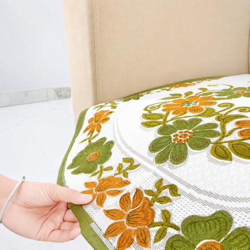 Image of Homerz Premium 'Surya Series' Sofa Cover | Stylish Sofa Protector | Net Fabric | Anti-Stain & Washable Slip Cover Exact Size Antislip (Daisy Green, 1 Seater, Seat Cover with Backrest)