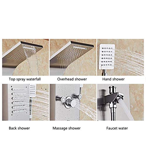 Sistema de ducha thermostático MObyat con cascada, lluvia y jets de masaje, panel de ducha negro, 7 funciones miniatura 2