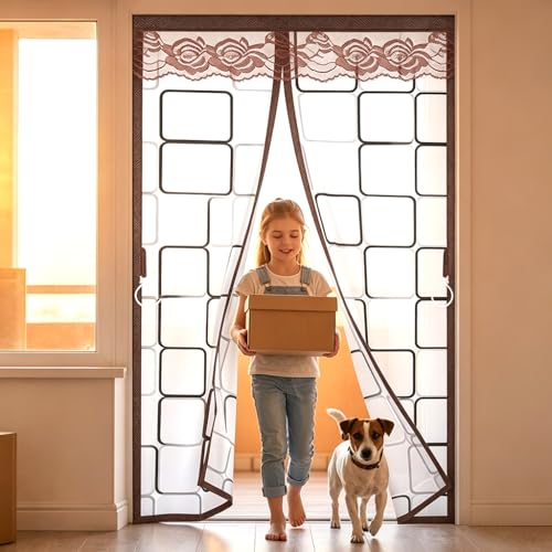 Image of HASTHIP Mosquito Net for Doors with Magnet, Insulated PVC Door Mosquito Net Magnetic with Self Adhesive Hook and Loop Strip, Windproof Dustproof Privacy Door Curtain for Kitchen Doorway, 110x210cm