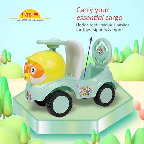 Toy Zone Toyzone Duck Pilot Baby Ride on Car for Kids, Toddlers Push Ride Baby Kids Car with Backrest, Push Ride on Toy with Music, Under Seat Storage, 2 to 5 Years (Green) - Image 3 thumbnail