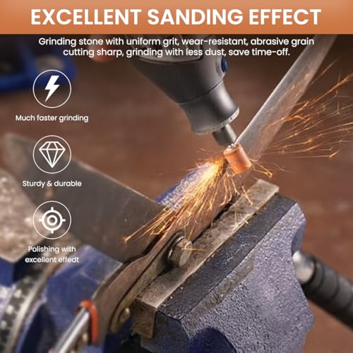 Image of Serplex 42Pcs Sanding Bits for Dremel Rotary Tool, Grinding Stone Bits with 1 /8 inch Shank, 3 Types Abrasive Bit, Sanding Drill Bit for Metal Rust Removal Polishing Smoothing Sharpening