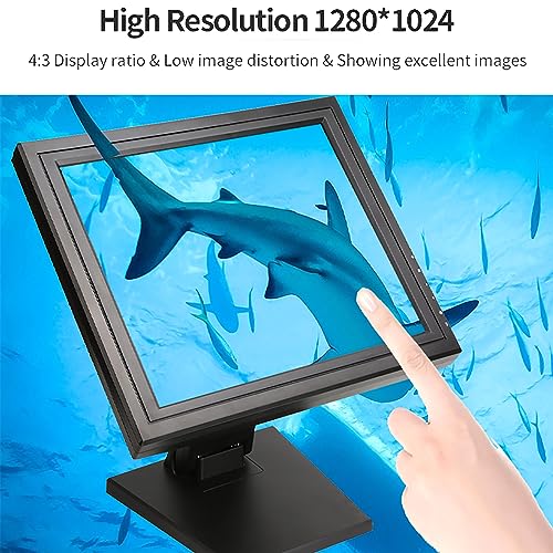 Image of Multi-Touch Monitor, 15-Inch Capacitive Touchscreen Monitor with VGA and HDMI Port, 1024 * 768 Resolution and Adjustable Base Angle, for Cashier, Restaurant Ordering, Warehouse, Retail, Gym