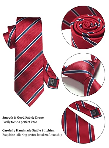 Image of Striped Plaid Polka Dot Mens Tie Formal Necktie Pocket Squares Ties Clips Cufflinks Classic for Men Set