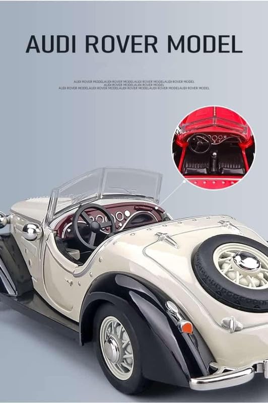 Image of Play Boy 1:32 1936 M-Benz 500 K Vintage Model Diecast Metal Alloy Pullback Toy Vehicle with Openable Doors Light and Music Car for Kids (Multicolor)