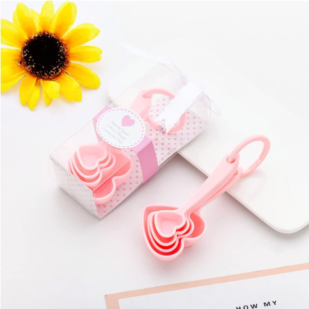 3sets/12pcs Household Gift Ingredients Teaspoon Measuring Flatware Ice/Supplies Wedding Cream Sugar Liquid Scoop Restaurant Tableware for Shower Heart-shaped (Random Color)