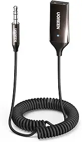 UGREEN Adaptador Bluetooth 5.3 para entrada auxiliar de carro - receptor com microfone embutido para chamadas viva-voz, compatível com alto-falante de carro e áudio doméstico