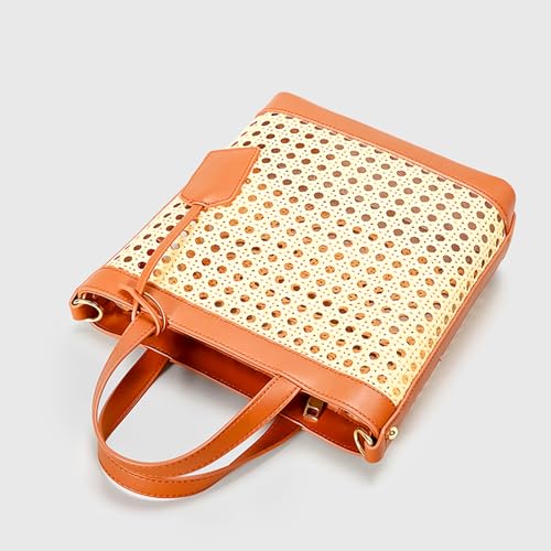 Bolso playa bambú trenzado cuero ajustable mujer miniatura 6