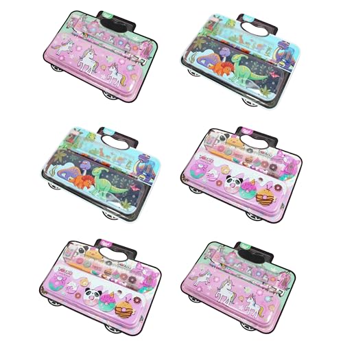 Image of Pack of 6 Pencil Box Sets for boys and girls. Perfect stationery set in bulk for Birthday returns gifts for kids party I gift items for age 3 to 8 years children (Design 2)