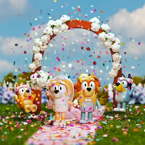 image for Bluey Figure 4-Pack Wedding Time, Re-Enact Uncle Rad and Frisky's Wedd
