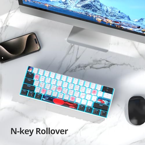 Image of 60 Percent Gaming Keyboard 61 Keys Mechanical Keyboard Ultra Compact Wird Keyboard LED Backlit with Red Switch for PC Laptop Gamer(61 White)