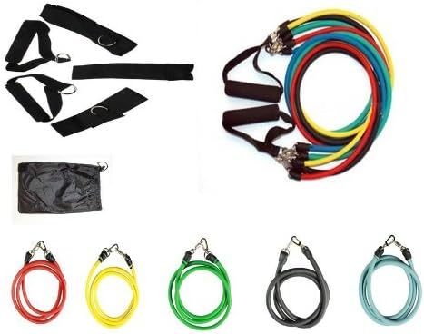 Bespolitan Abs Yoga Fitness Exercise Workout Kit with Set of 5 Resistance Bands (11-Piece)