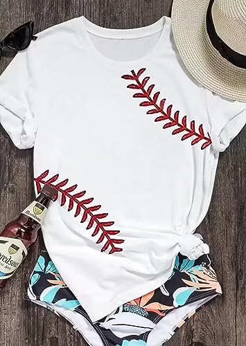 Baseball T Shirts for Women Baseball Mom Tshirt Softball Graphic Tee Tops Game Day Gifts Casual Short Sleeve Tops4