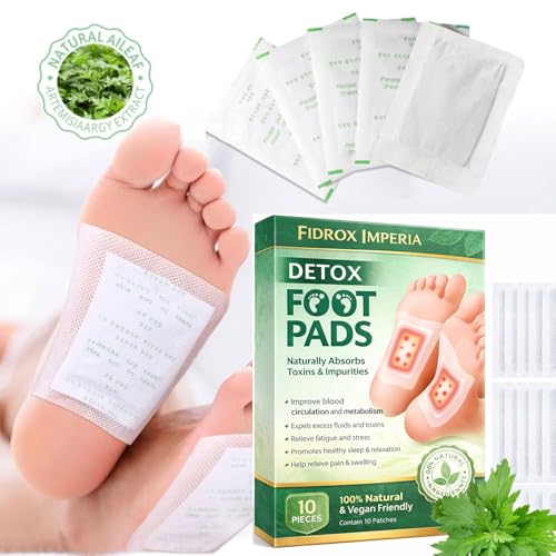 Image of Fidrox Herbal and Ingredient Pack of 10 Detox Foot Patches | Natural Cleansing & Toxin Remover Pads for Men and Women | Pain Relief Stress Relief & Better Sleep | Herbal Detoxification Foot Pads (Pack of 10)