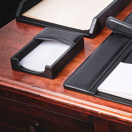 Porte-notes en cuir noir Dacasso pour l'organisation de bureau - 4