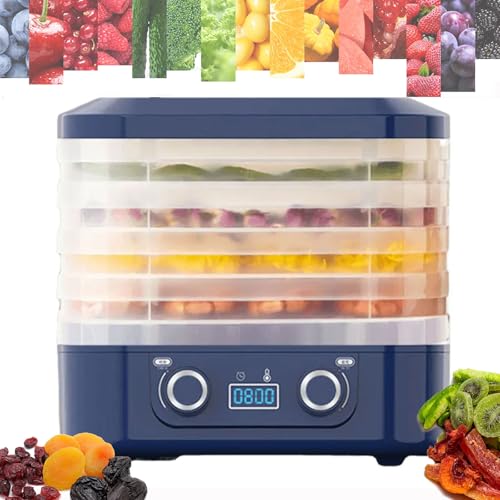 MáQuina Deshidratadora De Alimentos, Deshidratadora Para Alimentos Y Cecina, Secadora Para Dulces Y Bocadillos, 5 Bandejas, Control De Temperatura (95ºF-158ºF), Temporizador De 48 Horas,Blue