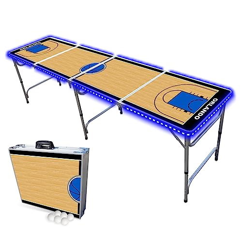 8-Foot Professional Beer Pong Table w/LED Lights - Orlando Basketball Court