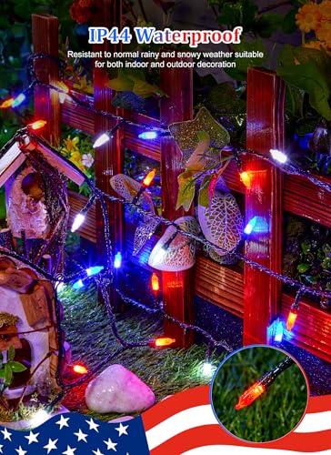 Image of Minetom Red White Blue LED Lights - 100 Count 4th July Decoration Connectable Patriotic Mini String Lights Waterproof for Indoor Outdoor Xmas Holiday Party Patio Independence Day Decoration