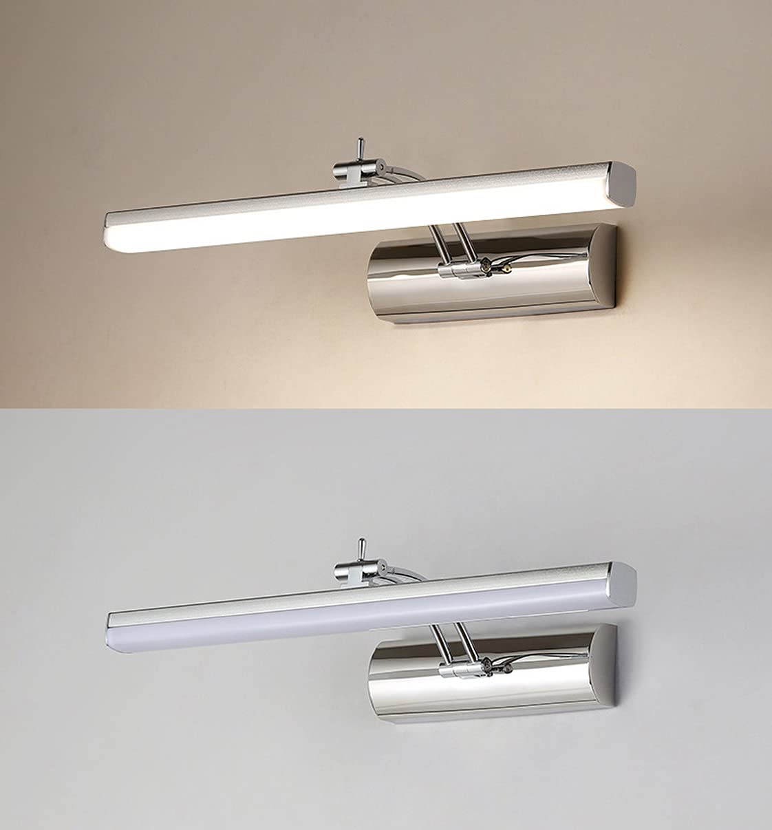 Luz espejo baño, luz espejo LED 10W Iluminación espejo 3000K-4000K-6000K Luz gabinete espejo 900LM Lámpara pared espejo Maquillaje para inodoro Cocina Tocador Dormitorio Interior Latón impermeable