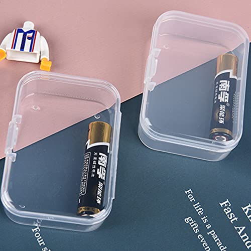 Image of Mini Clear Plastic Storage Containers, 2.56x1.77x0.79 inch | 100 Pack, Rectangular, Hinged Lid, For Beads and Small Craft Items