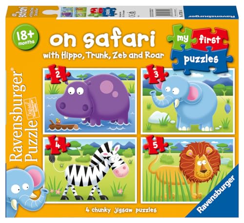 Ravensburger My First Puzzle: On Safari (2: 3: 4 & 5 Piece) Jigsaw Puzzle for Kids - Every Piece is Unique, Pieces Fit Together Perfectly