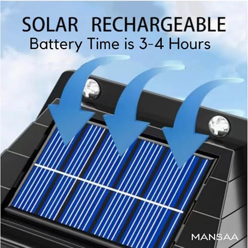 Image of MANSAA Solar Wall Light with Motion Sensor, 3 Light Modes, 3-4 Hours Battery Life, Black