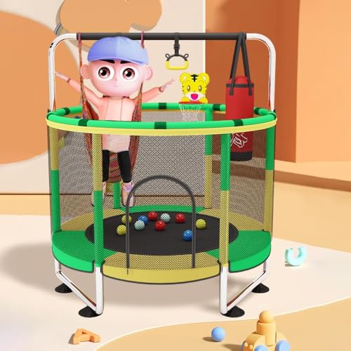 Image of StarAndDaisy 55 Inch Trampoline for Kids at Home with Safety Net /Indoor & Outdoor Trampoline / 120KG Loading Capacity with Stainless Steel Frame & Legs (Orange Yellow)