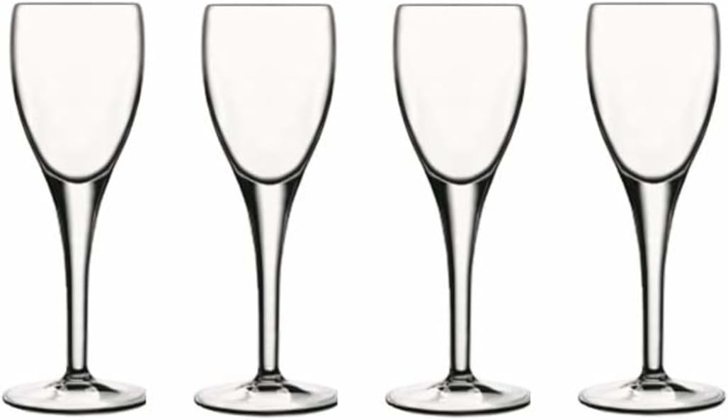 Luigi Bormioli Michelangelo Masterpiece 2.25 oz Liqueur Shot Glasses - Sparkx Ultra-Clear Crystal Glass, Durable Titanium Reinforced Stems - Laser-Cut Rims - Dishwasher Safe (Set of 4)