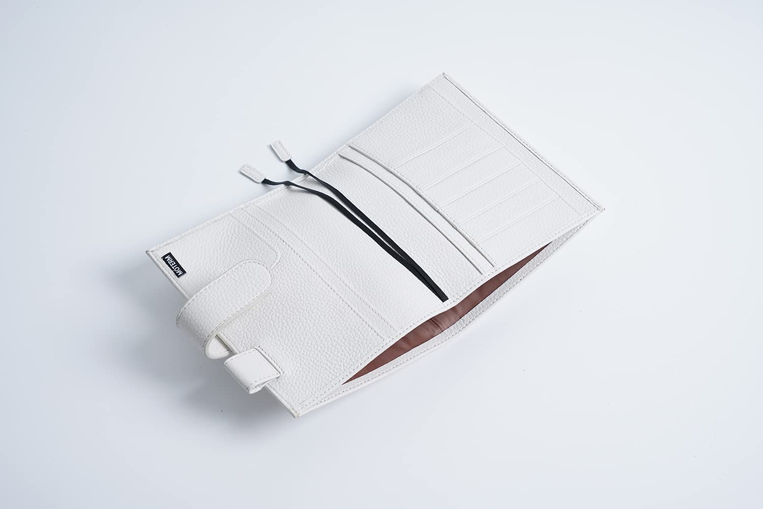 Moterm Custodia in pelle per taccuino A6, compatibile con agenda Hobonichi Cousin, Stalogy e Midori MD, con passante per penna, scomparti per carte e tasca posteriore (Kiesel-Creme)
