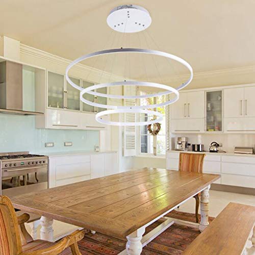 Lustre LED 95W avec éclairage variable et anneaux modulables blancs - 7