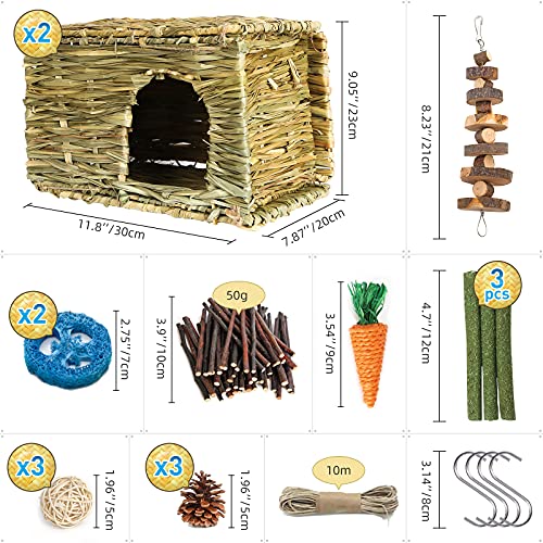 PStarDMoon Casa de coelho feita à mão comestível natural refúgio confortável para coelhos, porquinho