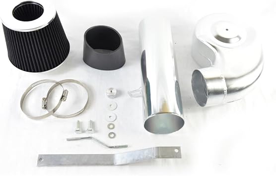 Short Cold Air Tube with Black Filters Black Compatible with 1988 1989 1990 1991 1992 1993 1994 1995 C1500 C2500 K1500 K2500 4.3L 5.0L 5.7L V6 V8, Black