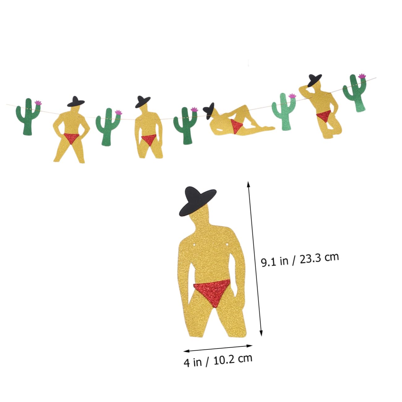 VOSAREA 1set Banner Cactus Per Decorazioni Messicane Glitterata Per Compleanni e Tematici Riutilizzabili e Accattivanti Per Party e Addii Al Nubilato
