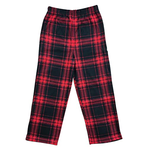 Mad Dog Concepts 3-Pack Boys Pajama Pants - Soft Micro Fleece Pj Bottoms For Kids, Printed Plaid Design - Boy's Sleepwear - Size 10-12, Gray/Blue/Red #TOP6