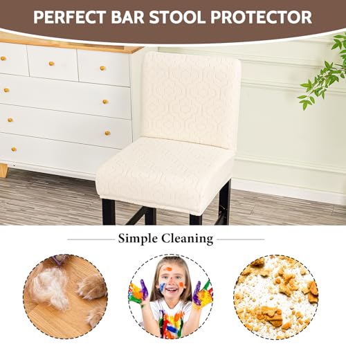 Image of FUANGUI Bar Stool Covers Set of 4, Stretch Bar Stool Seat Covers | Washable Removable Bar Chair Covers with Backs Slipcovers, Bar Chair Covers Square for Kitchen Dining Room Cafe