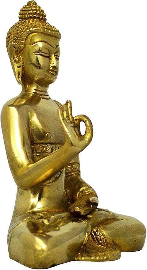 Zap Impex benedizione in ottone fatto a mano Statua di Buddha in meditazione Statua religiosa Decorazione