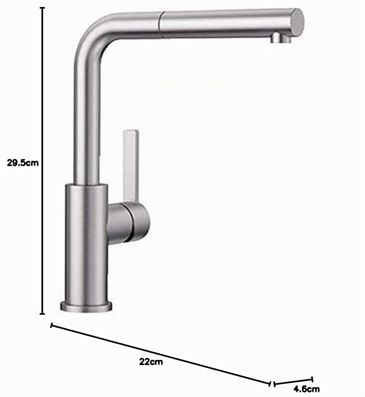 BLANCO LANORA-S 523123 Grifería de cocina de acero inoxidable macizo con caño extraíble, alta presión, acero inoxidable cepillado (versión UE)