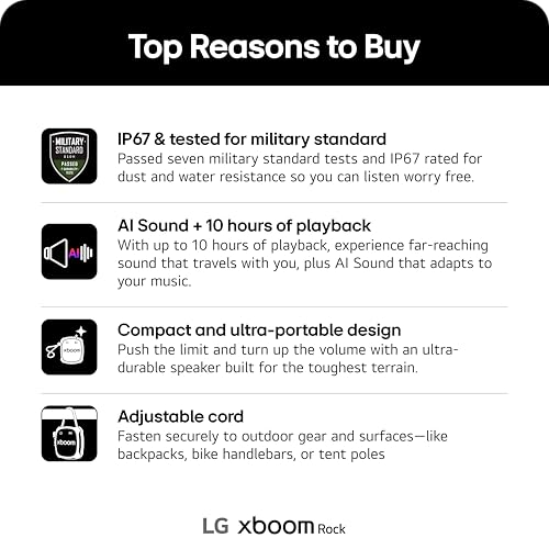 LG xboom Rock by will.i.am Portable Outdoor Bluetooth Speaker - Black - image 4