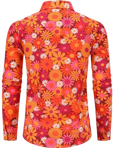 Mens 70s Shirt Long Sleeve Button Down Retro Disco Costume Hippie Outfit for Men2