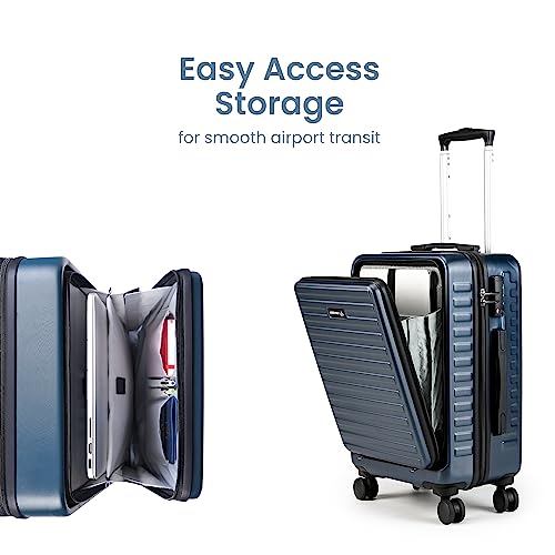 Image of Assembly Large Check in 28 Inches & Cabin Luggage 20 Inches Polycarbonate Set of 2 - Premium Hardsided Suitcase Trolley - Navy Blue