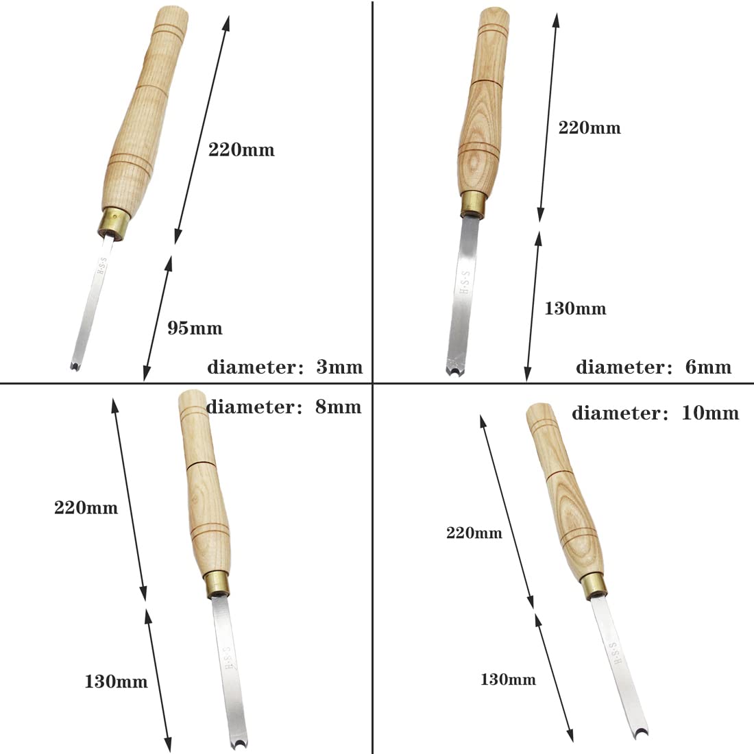 4 strumenti per tornitura in legno ad alta velocità in acciaio per tornio utensili, per hobbisti in legno o fai da te o falegname, utensile per tornitura a tamburo sferica