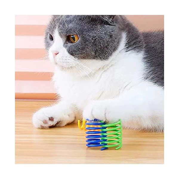ISMARTEN Katzenfederspielzeug (100 Stück), interaktives Katzenspielzeug für Indoor-Katzen, Leichter zuverlässiger Kunststoff, Kunststoff-Katzenspule für Kätzchen zum Swaten, Beißen, Jagen – Bild 6