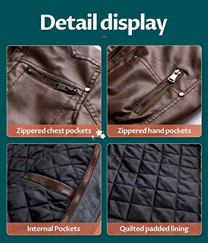 Image of Boy's Faux Leather Jacket Windproof Warm Winter Coat Kids Bomber Outerwear Waterproof PU Motorcycle Jacket