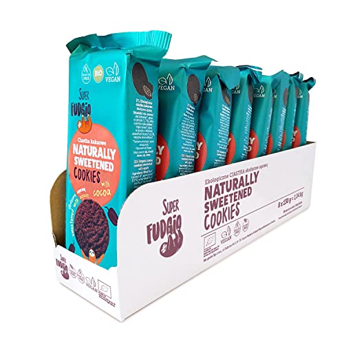 SUPER FUDGiO BIO Kekse | Organic Vegane Cookies natürlich gesüßt mit Agave - ohne Palmöl | gesundes Naschen | 8 x 130 g Cover
