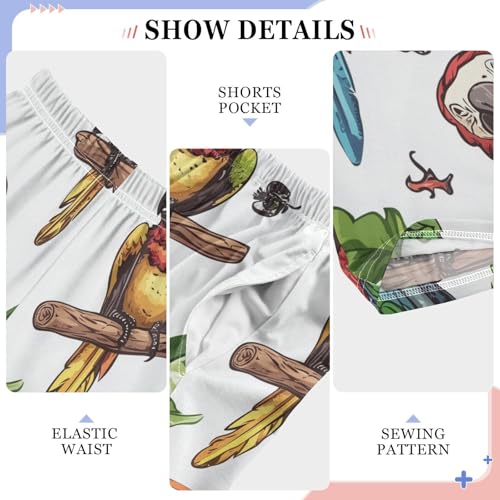 Tropical Parrots Boys Long Pants Soft Trousers Elastic Waist Kids Lounge Bottoms with Pockets S-XL4