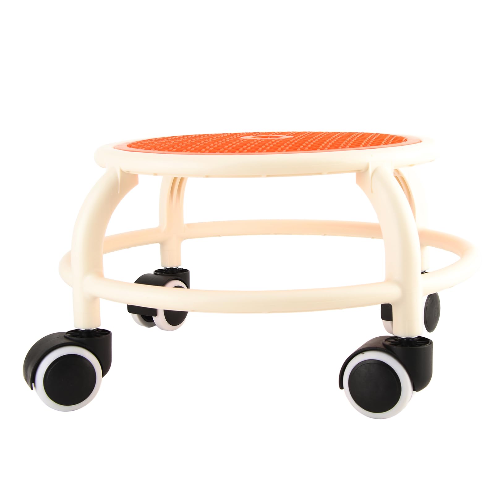 Qcwwy Drehhocker, Stilvoller, Runder, Niedriger Rollhocker für zu Hause, Atmungsaktives Design, Hohe Tragfähigkeit, Kunststoff (ORANGE)