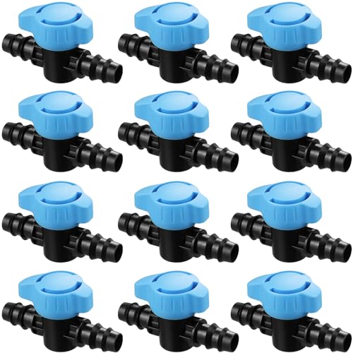 Gardrip Drip Irrigation 1/2' Barbed Valve: 12 Pack in-Line Ball Shut Off Valve 16mm for 1/2 Inch and...