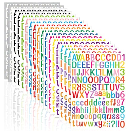 2268 Alphabet Stickers 18 Sheets Alphabet Stickers Vinyl Self-Adhesive Number Alphabet Vinyl...