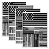 American Flag Sticker, 4 Pack Black American US Flag Stickers Decals for Car Helmet in Various Multiple Sizes, Waterproof Vinyl Materials for Car Bumper, Laptop, Skateboard, Tumblers etc.