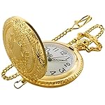 Gold Shield Men's Quartz Pocket Watch with Chain - Arabic Numeral Digital Scale