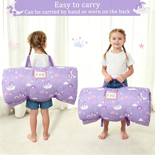 Image of Toddler Nap Mat for Preschool 50''x30'' Sleeping Mat with Removable Pillow and Minky Blanket for Kids Ages 3-7 Roll Up Soft Sleeping Bag for Boys Girls Kindergarten Daycare Sleepover